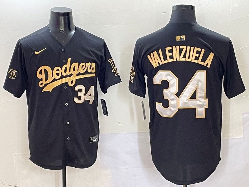 Men Los Angeles Dodgers #34 Valenzuela Black Game Nike 2025 MLB Jersey style 5043